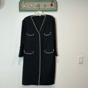 Vintage Stizzoli Italian wool button down long sleeve dress women’s size 54 grey